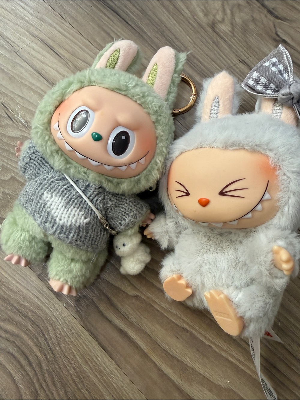 Plush Bunny Character Keychain - Sage Green